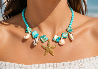collana mare turchese con stella marina